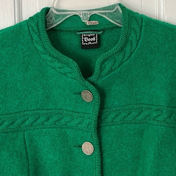 Original Boos 100% New Wool Kelly Green Button Up Cardigan Jacket Euro 42 US 8 - Picture 3 of 15